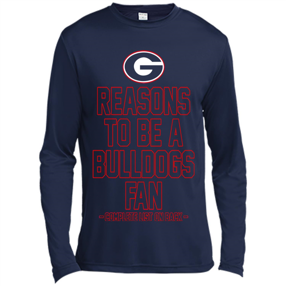 Reasons to be a Georgia Bulldogs Fan Complete List on Back - Canvas Long Sleeve T-Shirt