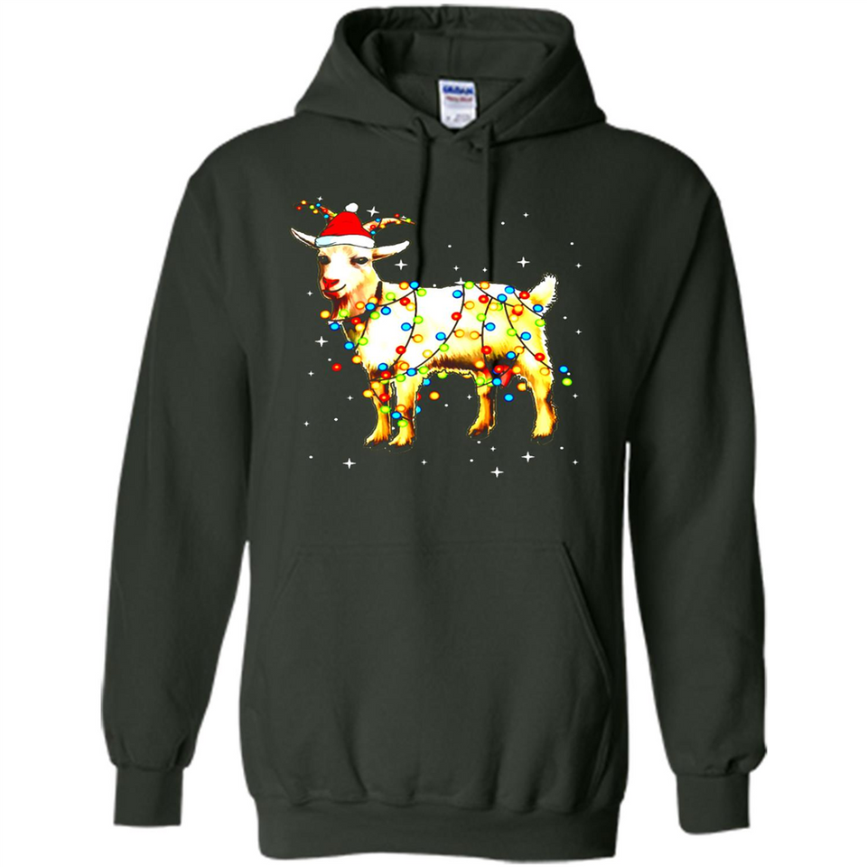 Christmas Lights Goat Wearing Santa Hat T-Shirt - Hoodie