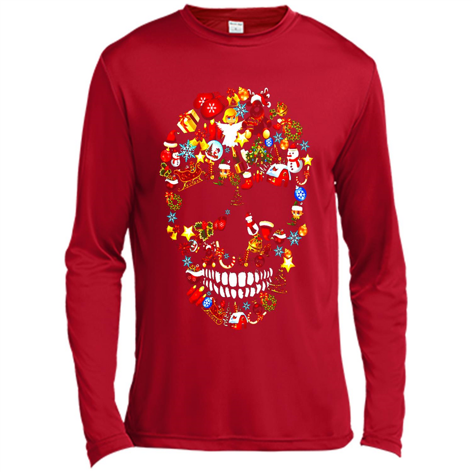 Skull Christmas Decorations Merry Xmas T-Shirt - Canvas Long Sleeve T-Shirt