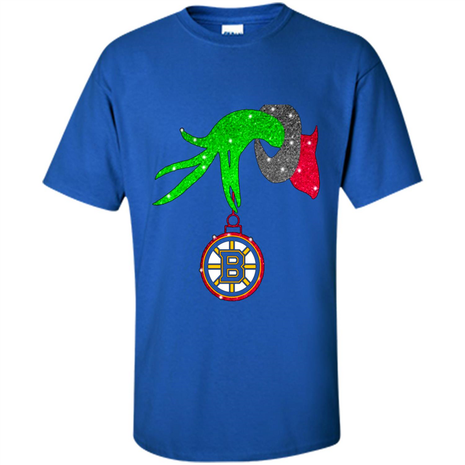 GRINCH HAND HOLDING BOSTON BRUINS GLITTER CHRISTMAS PINGPONG