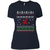 Dinosaur and Santa Ugly Christmas Sweater - Ladies' Boyfriend T-Shirt