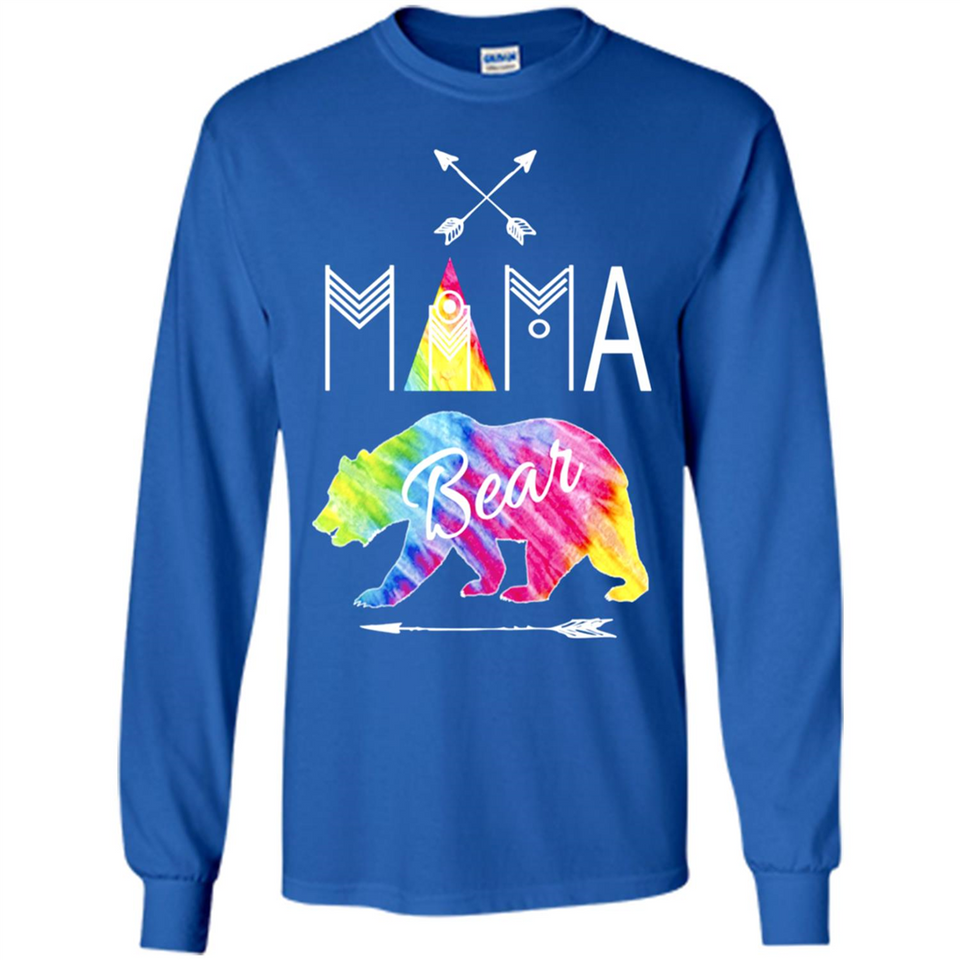 Mama Bear Shirt Tie Dye Family Vacation & Camping Tee - Long Sleeve T-Shirt