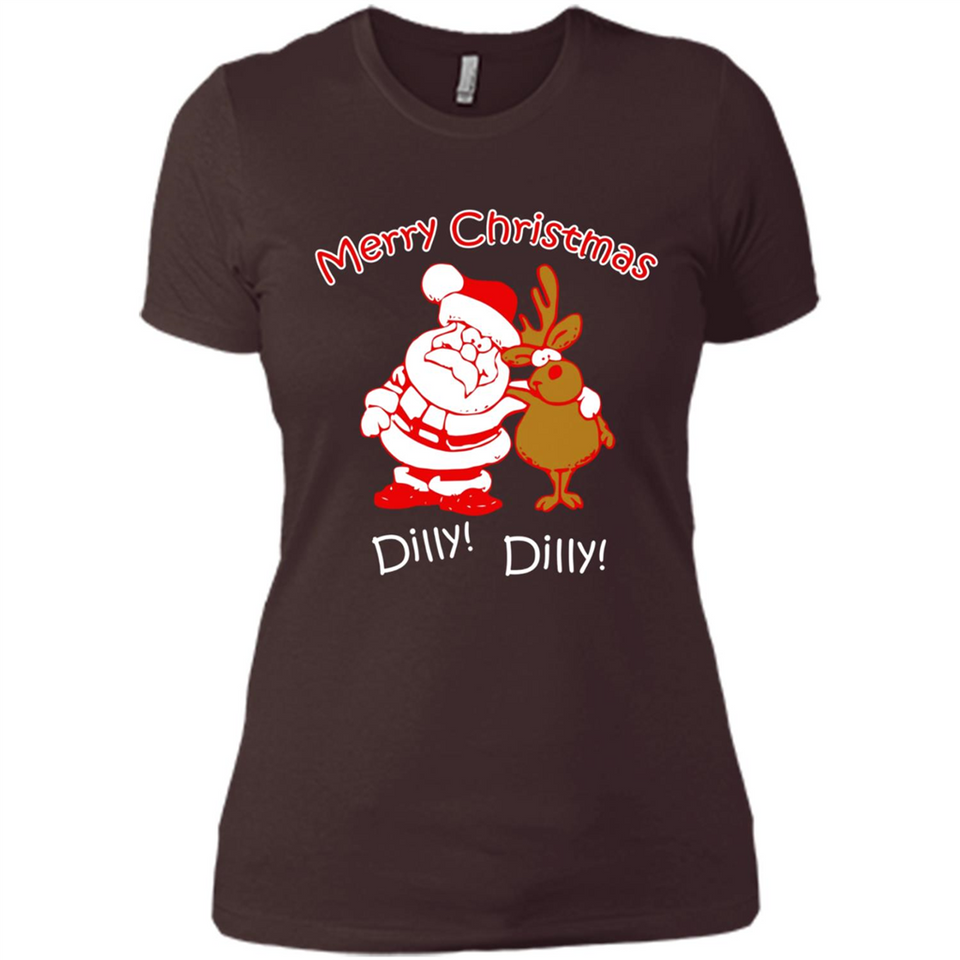 Christmas T-Shirt Santa And Reindeer Dilly Dilly - Ladies' Boyfriend T-Shirt