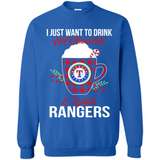 I Just Want To Drink Hot Chocolate & Watch Texas Rangers Ugly Christmas Sweater PINGPONG