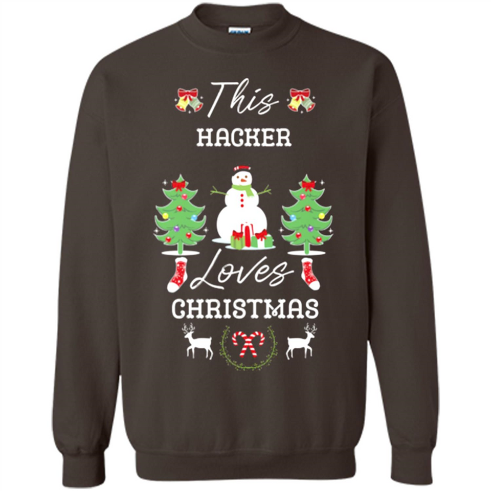 This Hacker Loves Christmas Tree Shirt with Snowman
