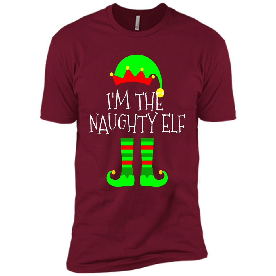 Matching Family Christmas Shirt Funny I'm The Naughty Elf Black mugs PINGPONG - Premium Short Sleeve T-Shirt