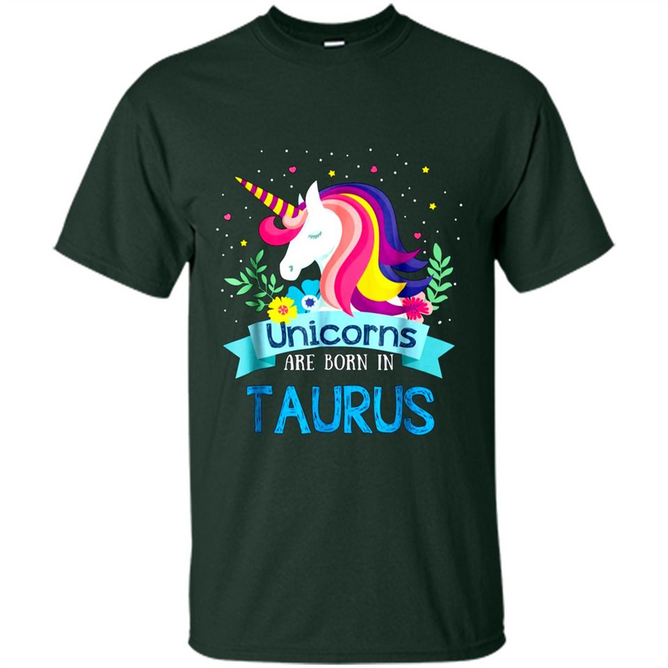 Unicorns are born in Taurus Birthday Rainbow Gift Ladies Custom
