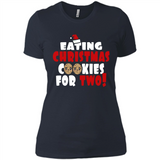 Womens Funny Eating Christmas Cookies For Two Pregnancy - Ladies' Boyfriend T-Shirt