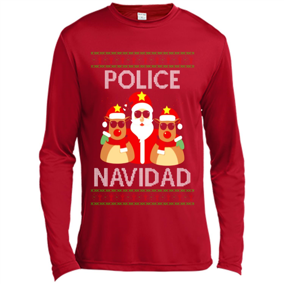 FUNNY POLICE NAVIDAD T-SHIRT Santa Christmas Party - Canvas Long Sleeve T-Shirt