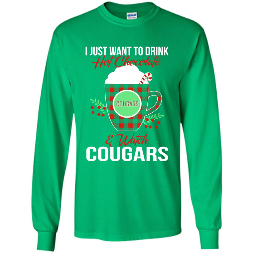 I Just Want To Drink Hot Chocolate & Watch Washington State Cougars Ugly Christmas Sweater PINGPONG