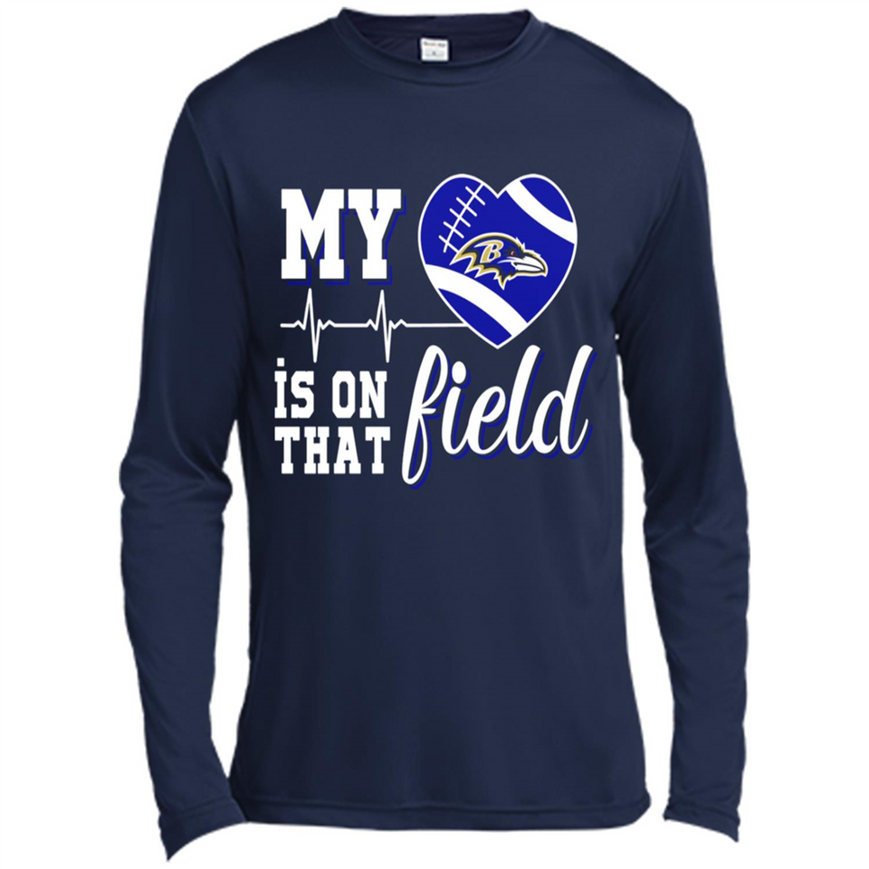 Baltimore Ravens Football My Heart is on that Field - Canvas Long Sleeve T-Shirt