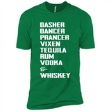 Dasher Dancer Prancer Vixen Tequila Rum Vodka Whiskey Reindeer Christmas T-Shirt - Premium Short Sleeve T-Shirt