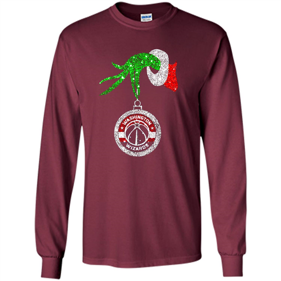 Funny Washington Wizards Glitter Grinch Monogram Ornament Christmas - Long Sleeve T-Shirt