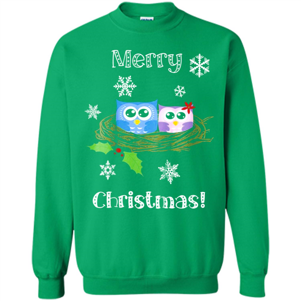 Cute Christmas Shirt Merry Christmas Snowflakes Owls Nest