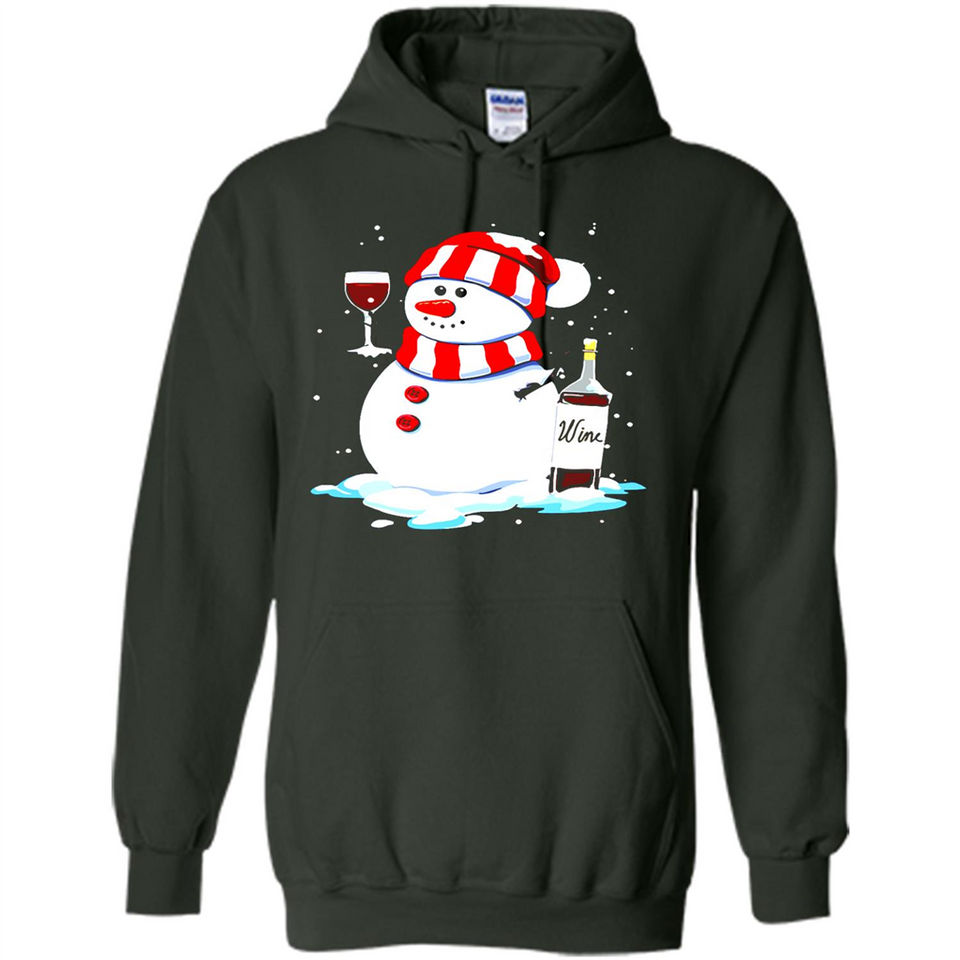 Cute Snowman drink Red Wine Christmas T-Shirt - Hoodie