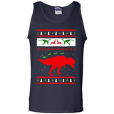 Dinosaur and Santa Clause Ugly Christmas Sweater - Tank Top