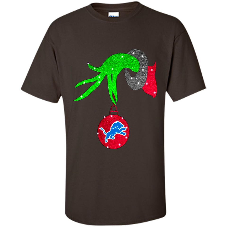 GRINCH HAND HOLDING DETROIT LIONS GLITTER CHRISTMAS PINGPONG