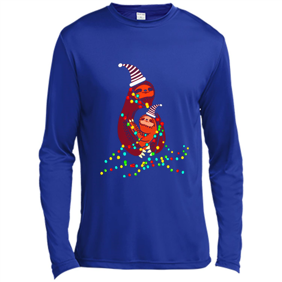 Christmas Lights Sloth Long Sleeve Santa Sloth - Canvas Long Sleeve T-Shirt