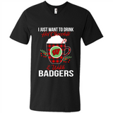 I Just Want To Drink Hot Chocolate & Watch Wisconsin Badgers Ugly Christmas Sweater PINGPONG