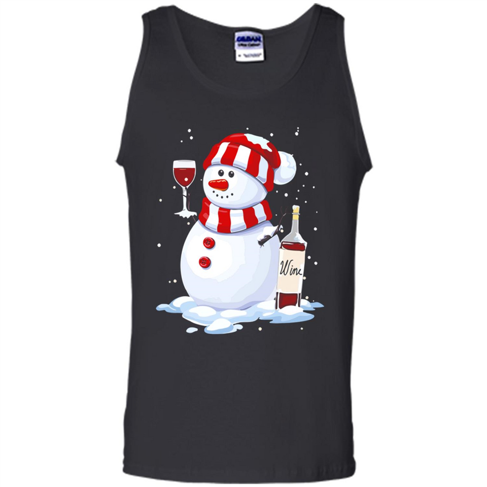 Cute Snowman drink Red Wine Christmas - Tank Top