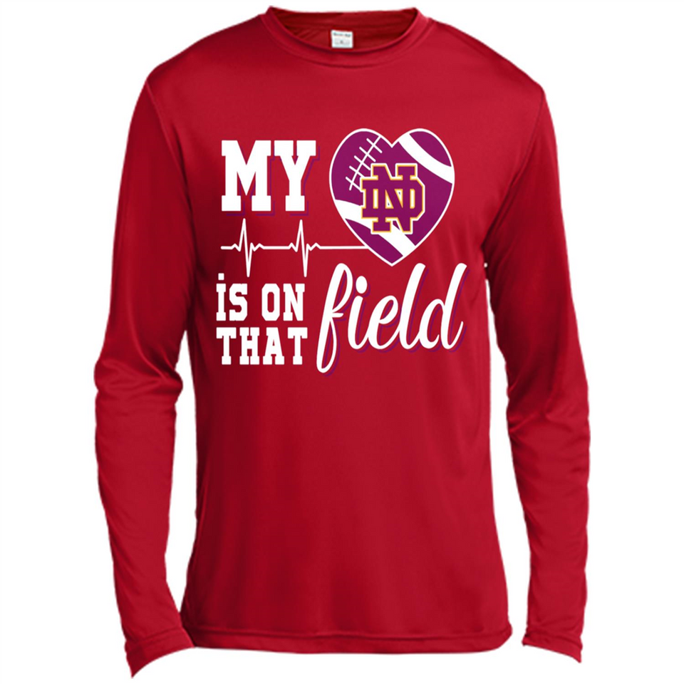 Notre Dame Fighting Irish Football My Heart is on that Field - Canvas Long Sleeve T-Shirt