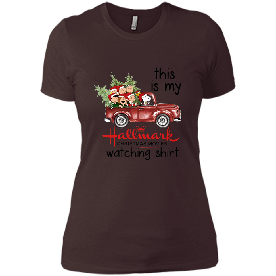 Snoopy This Is My Hallmark Christmas Movies Watching T-Shirt - Ladies' Boyfriend T-Shirt
