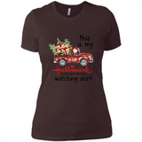Snoopy This Is My Hallmark Christmas Movies Watching T-Shirt - Ladies' Boyfriend T-Shirt