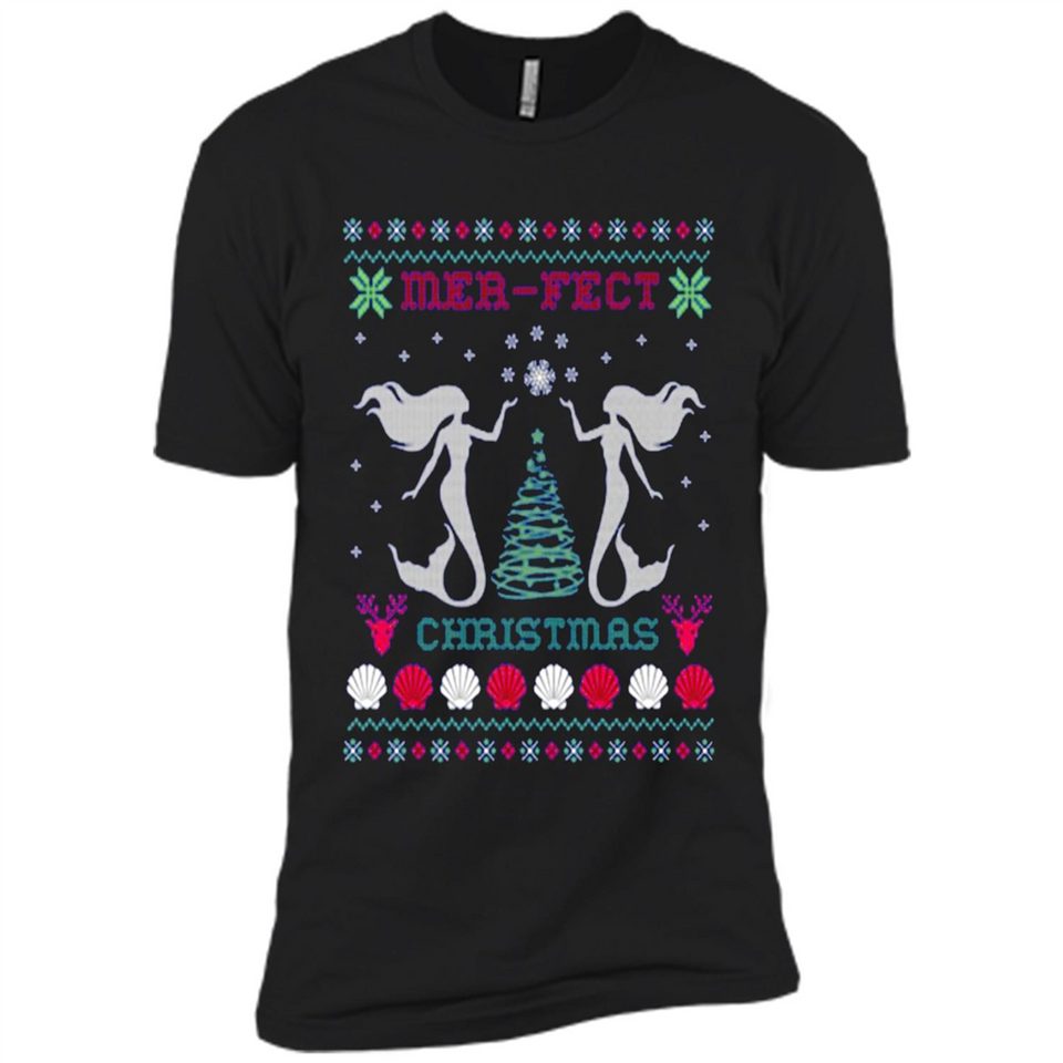 Mermaid Mer-Fect Ugly Christmas Sweater - Premium Short Sleeve T-Shirt