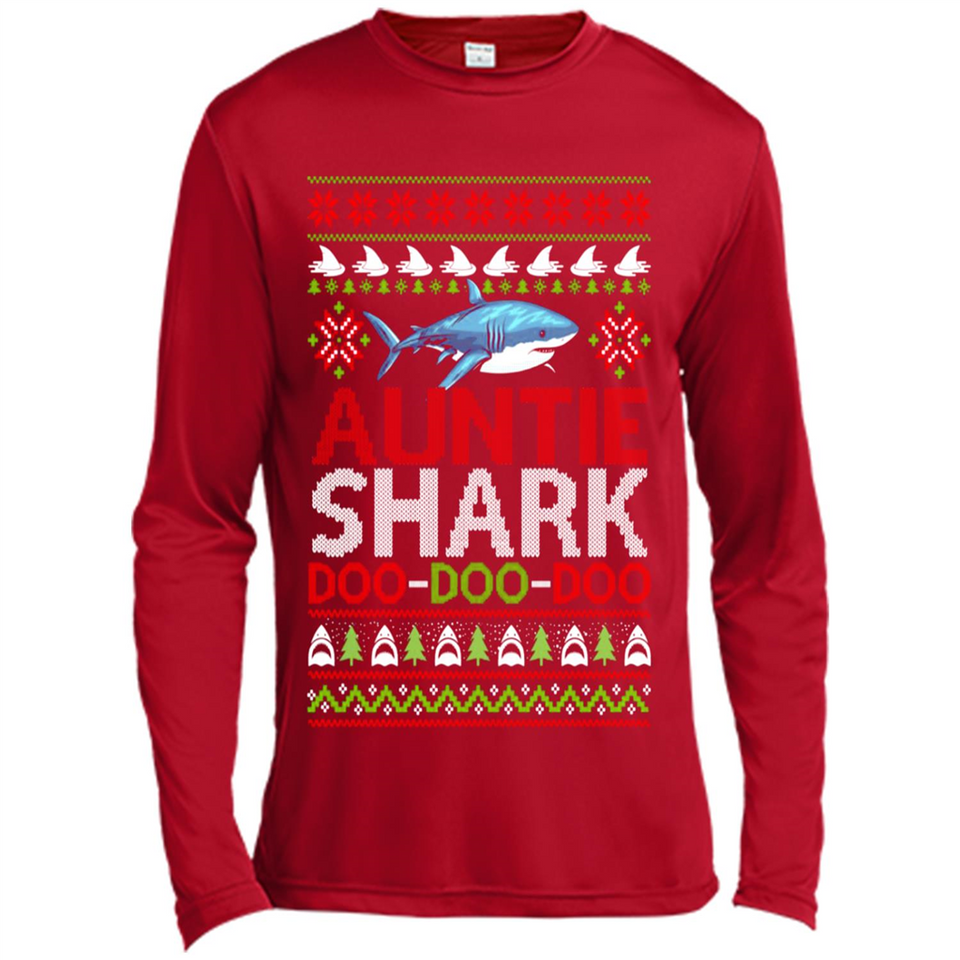 Auntie shark Doo Doo Doo Christmas - Canvas Long Sleeve T-Shirt