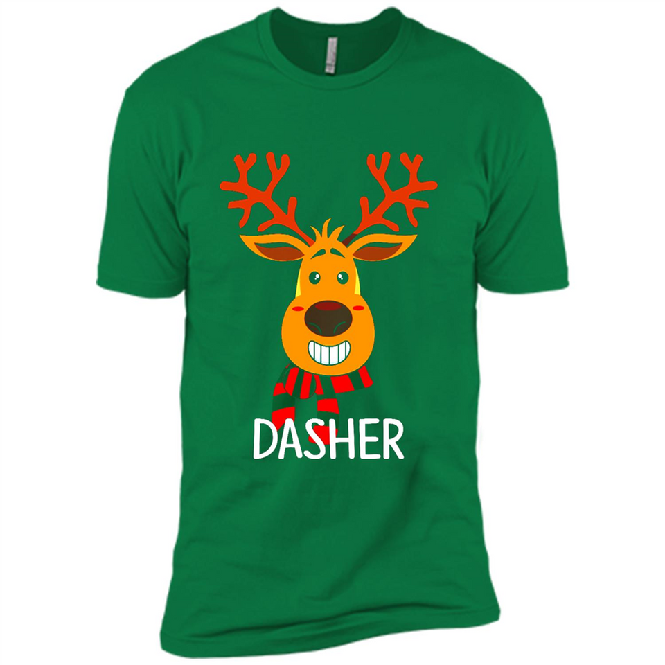 Dasher Reindeer Santa Claus Funny Xmas Holiday T-Shirt - Premium Short Sleeve T-Shirt