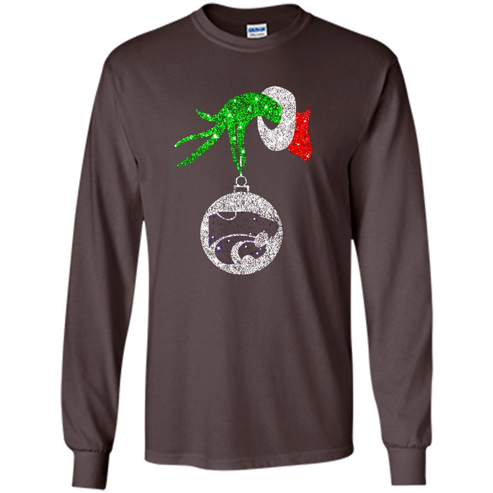 Amazing Kansas State Wildcats Glitter Grinch Monogram Ornament Christmas Gift - Long Sleeve T-Shirt