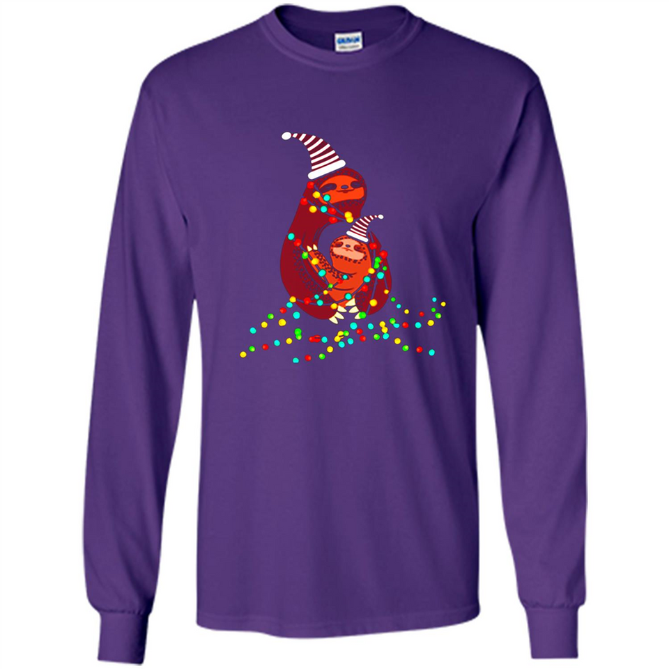 Christmas Lights Sloth Long Sleeve Santa Sloth - Long Sleeve T-Shirt