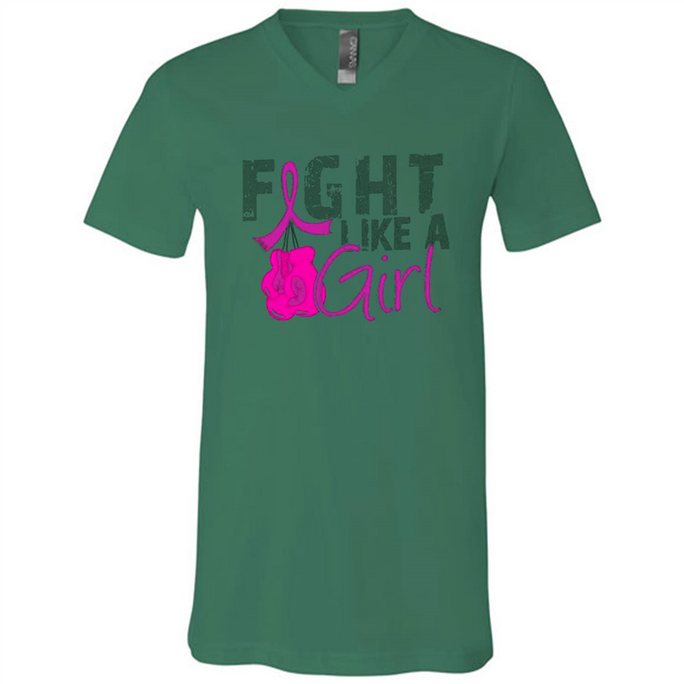 Fight Like A Girl Breast Cancer Awareness - Canvas Unisex V-Neck