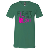 Fight Like A Girl Breast Cancer Awareness - Canvas Unisex V-Neck
