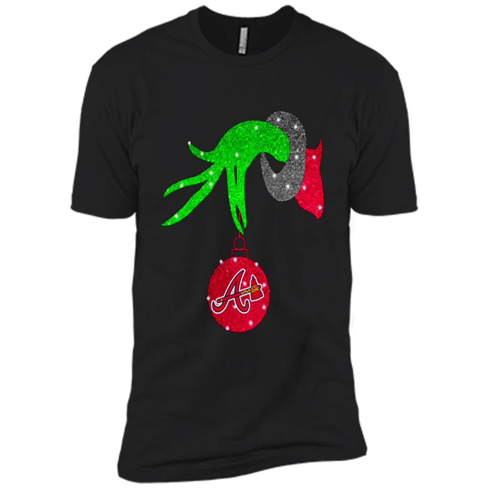 GRINCH HAND HOLDING ATLANTA BRAVES GLITTER CHRISTMAS PINGPONG
