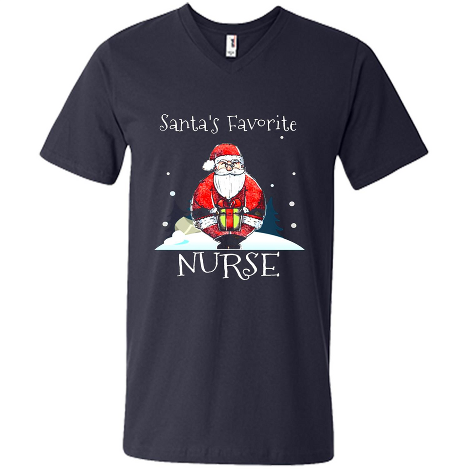 Funny Christmas Nurse Shirt, Santa_s Favorite Nurse - Men's V-Neck