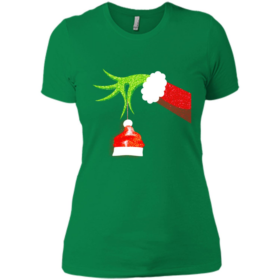 Funny Grinch Hand Holding Santa Hat Ornament Christmas PING PONG