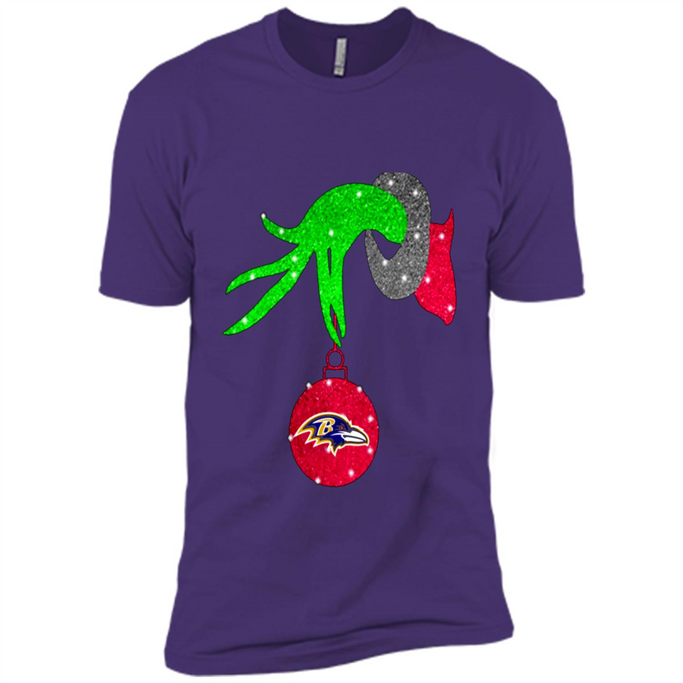 GRINCH HAND HOLDING BALTIMORE RAVENS GLITTER CHRISTMAS PINGPONG