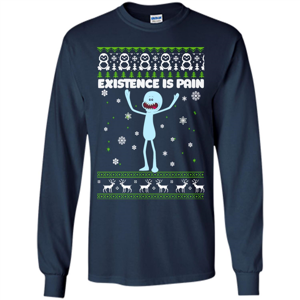 Mr Meeseeks Xistence Is Pain Ugly Christmas - Long Sleeve T-Shirt