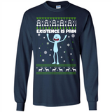 Mr Meeseeks Xistence Is Pain Ugly Christmas - Long Sleeve T-Shirt