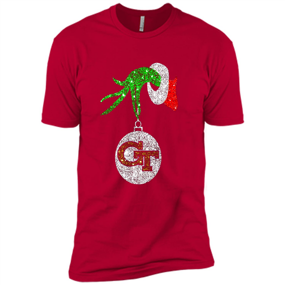 Fantastic Georgia Tech Yellow Jackets Glitter Grinch Monogram Ornament Christmas - Premium Short Sleeve T-Shirt