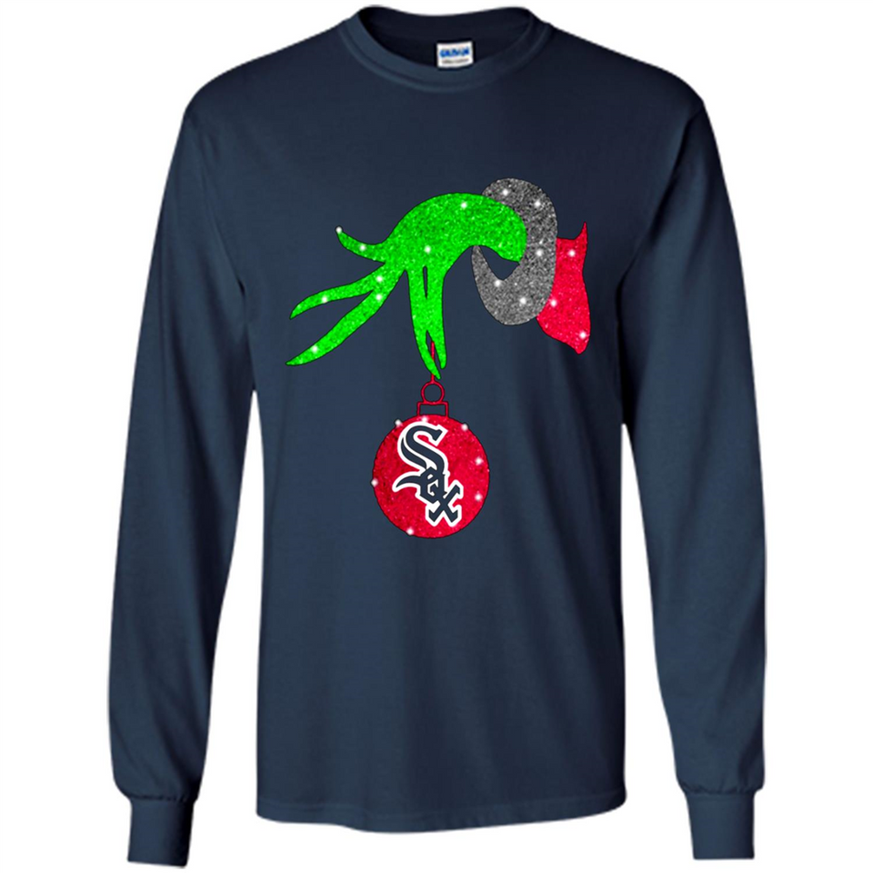 GRINCH HAND HOLDING CHICAGO WHITE SOX GLITTER CHRISTMAS PINGPONG