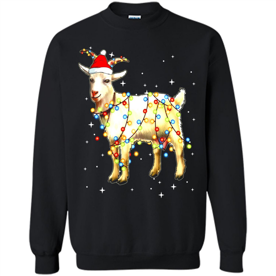 Christmas Lights Goat Wearing Santa Hat Funny Xmas - Sweatshirt