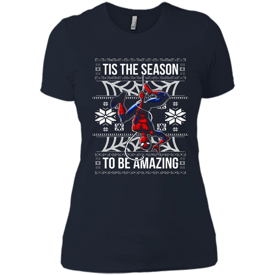 Marvel Spider Man Tis The Season To Be Amazing Ugly Christmas Mug PINGPONG - Ladies' Boyfriend T-Shirt