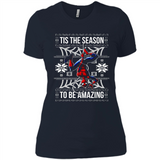 Marvel Spider Man Tis The Season To Be Amazing Ugly Christmas Mug PINGPONG - Ladies' Boyfriend T-Shirt