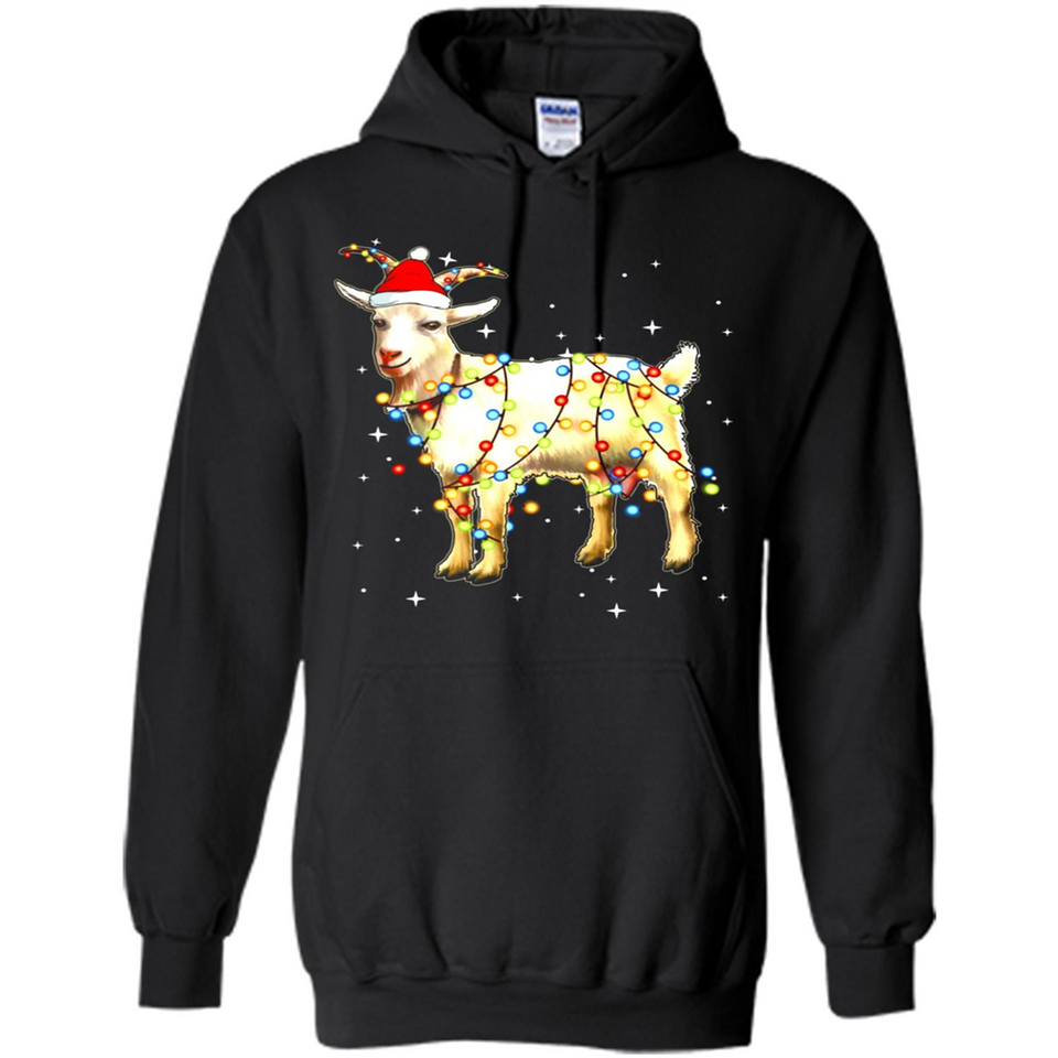 Christmas Lights Goat Wearing Santa Hat Funny Xmas - Hoodie