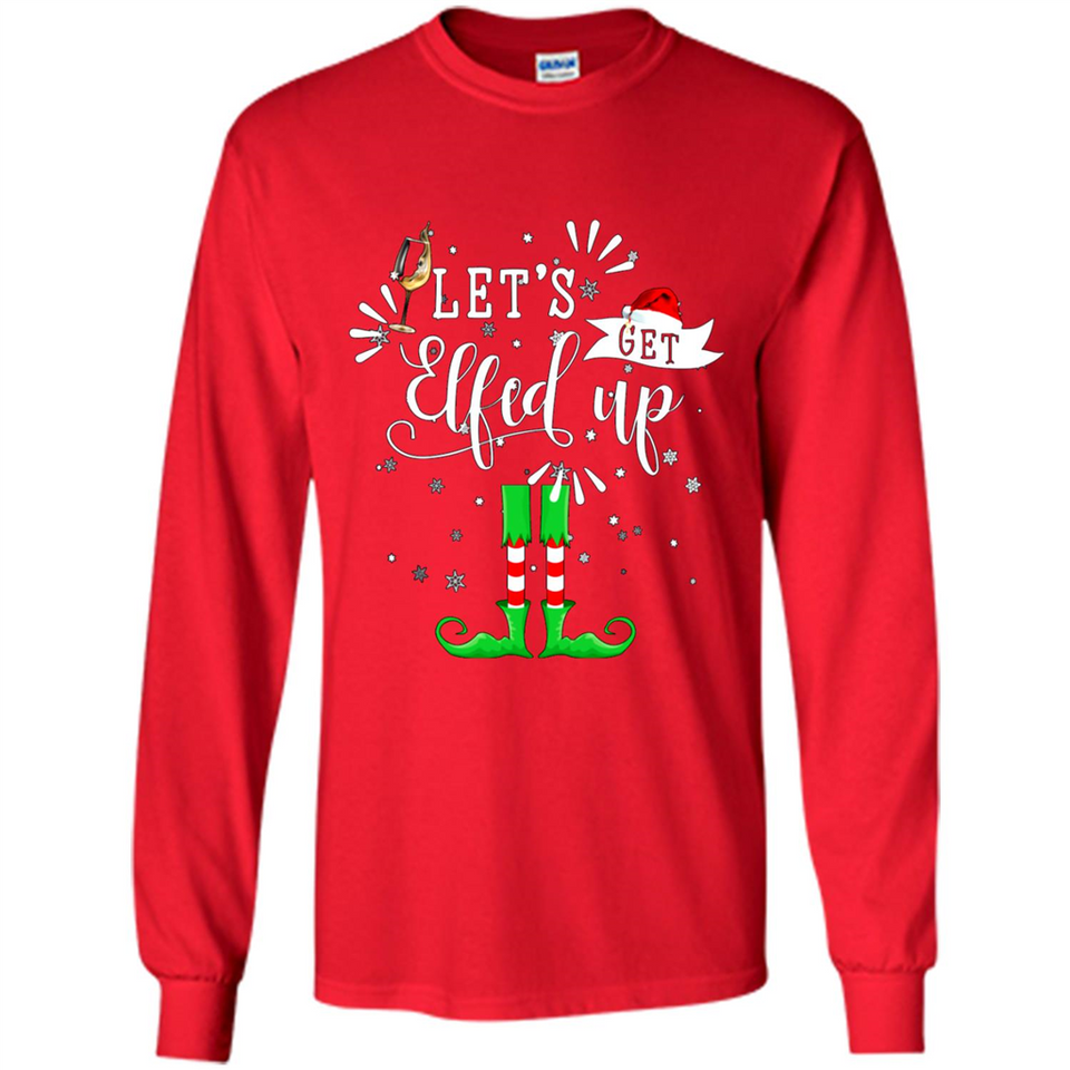 Let's Get Elfed Up Funny Drinking Wine Christmas Elf PINGPONG