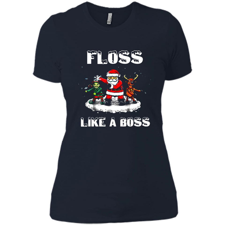 Floss Like A Boss Santa Flossing Dance Funny - Ladies' Boyfriend T-Shirt