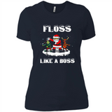 Floss Like A Boss Santa Flossing Dance Funny - Ladies' Boyfriend T-Shirt