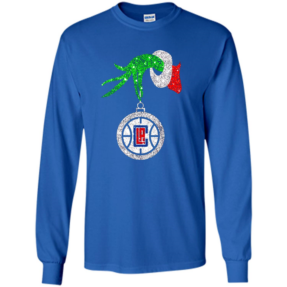 Amazing shirt Los Angeles Clippers Glitter Grinch Monogram Ornament Christmas Gift - Long Sleeve T-Shirt